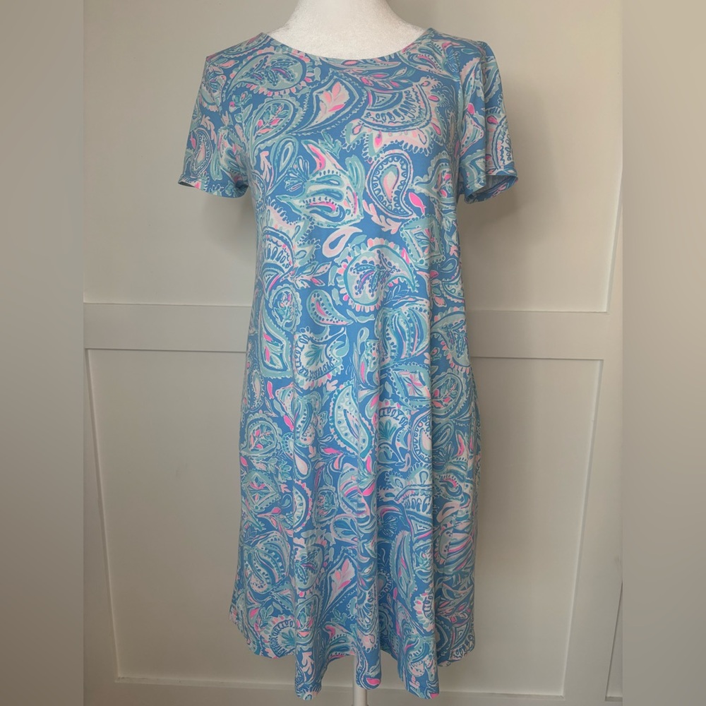 Lilly Pulitzer Blue and Pink Paisley Midi Dress size small excellent condition